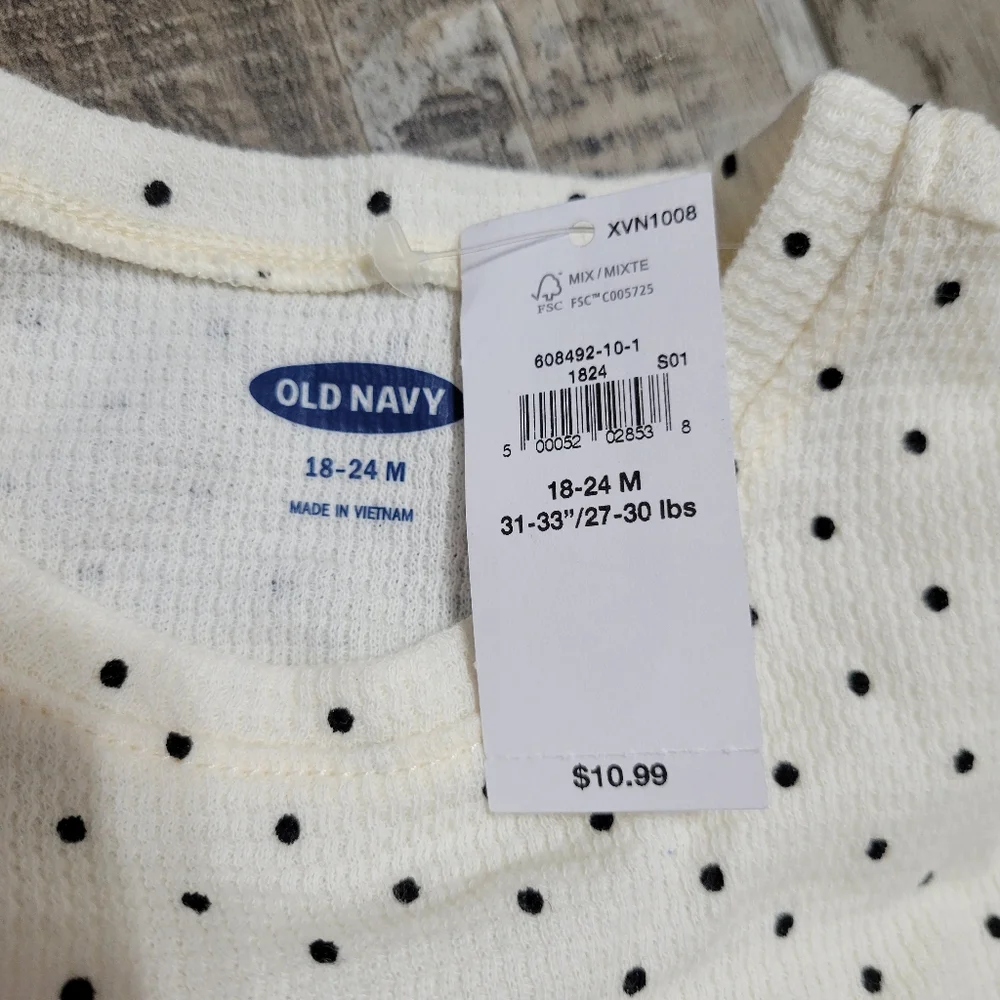 New Baby Girl's Old Navy 2 Piece Long Sleeve Thermal Printed Shirts Size 18-24M
